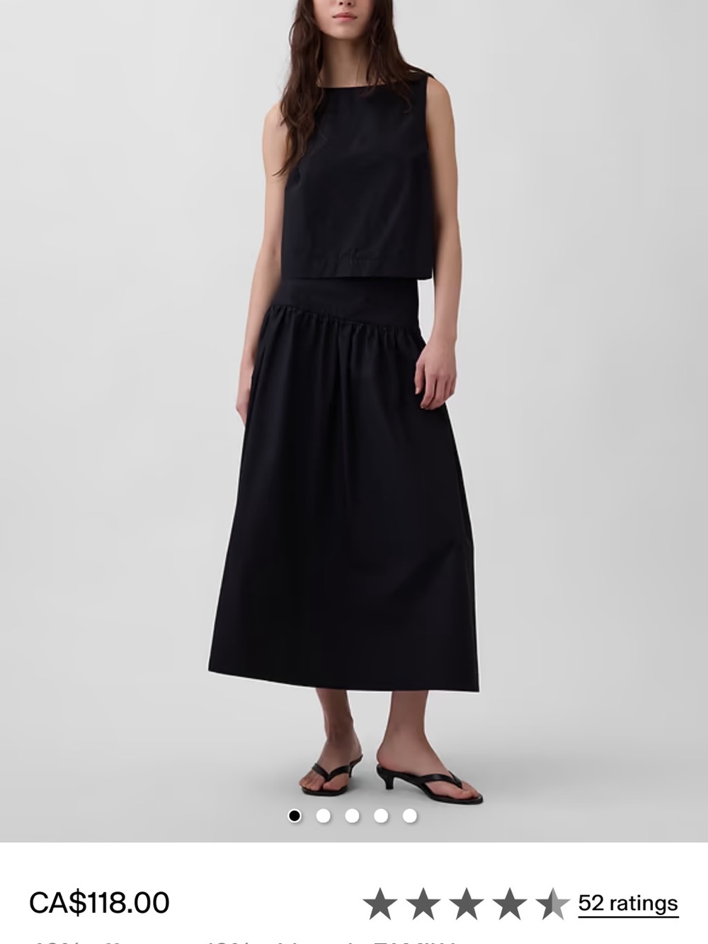 GAP Black A-Line Drop Waist Midi Skirt